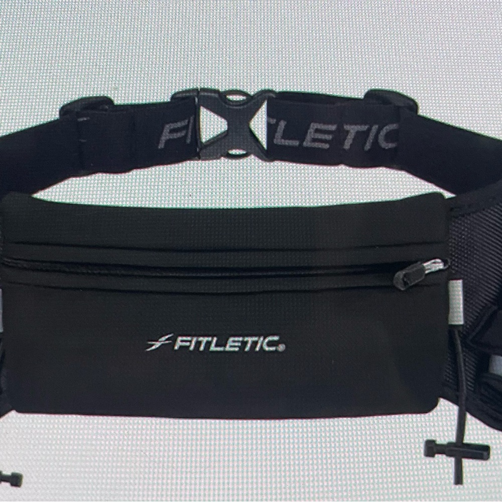 Fitletic Black Sport Waist Belt Pack with 2 water bottles